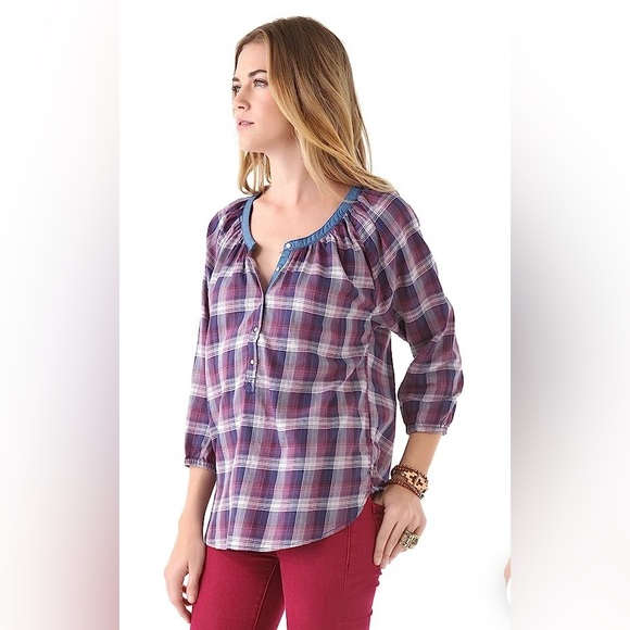 Masion Scotch  Pretty & Plaid 3/4 Sleeve Top. (M) - Picture 16 of 16